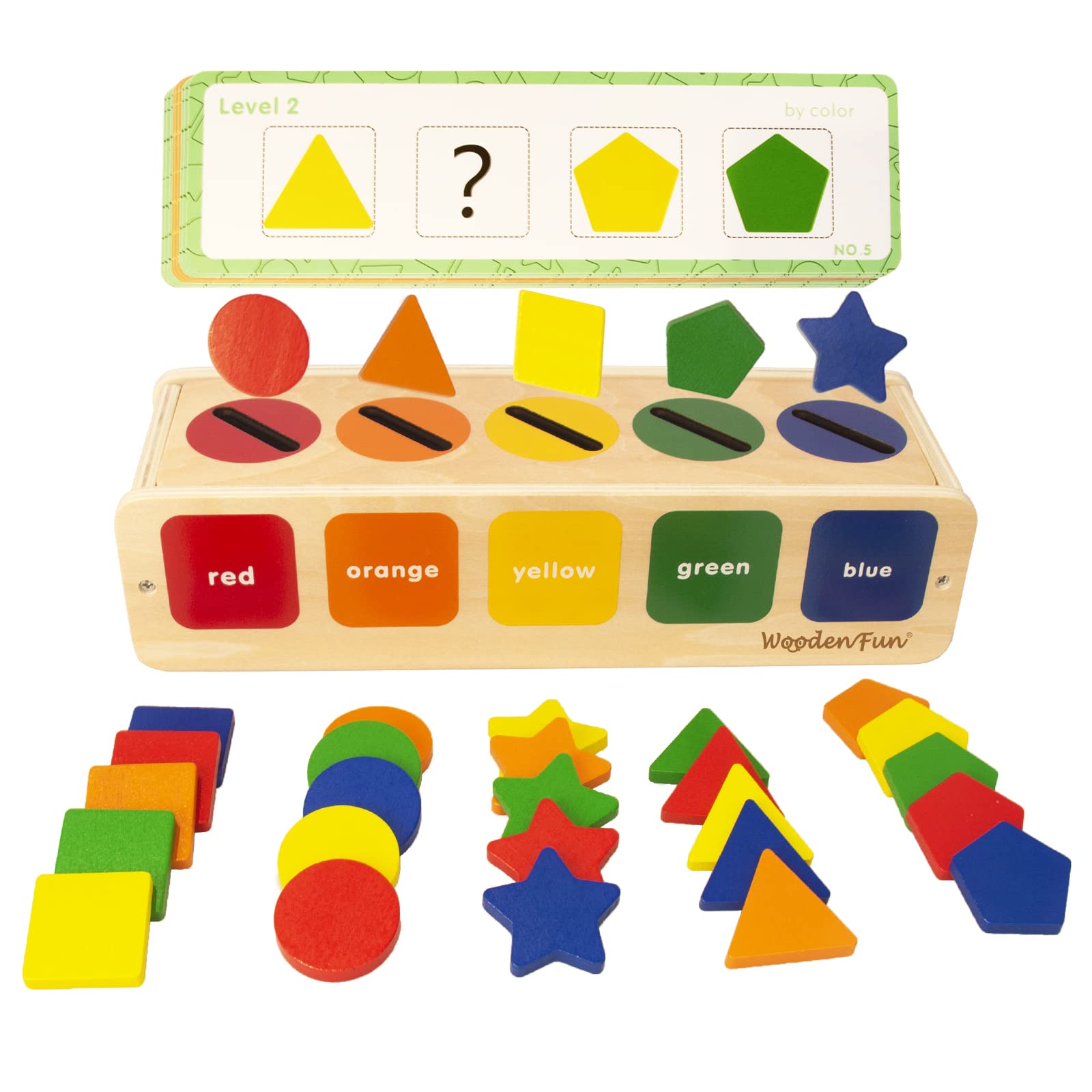 Color Shape Sorting Toy for Toddler 1-3, Wooden Montessori Toy Shape Sorter  Color Matching Box Game, Learning Sensory Toy Gift for Boy Girl Year 