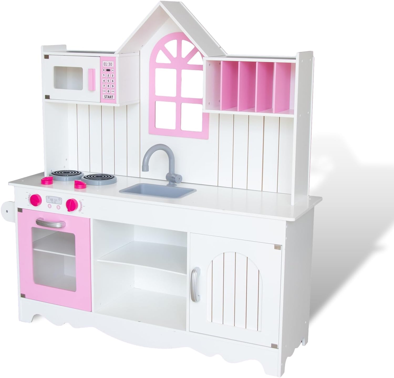 Play Kitchen for Kids 3-8, Wooden Kids Play Kitchen Playset Chef Prete