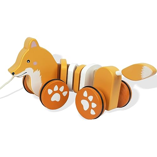 Baby Toys Car,Wooden Pull Along Toddler Toy, Developmental Toy for 1 Year Old Girl Boy Birthday Gift (Dog)