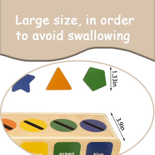 Color Shape Sorting Toy for Toddler 1-3, Wooden Montessori Toy Shape Sorter Color Matching Box Game, Learning Sensory Toy Gift for Boy Girl 1 2 3 Year Old
