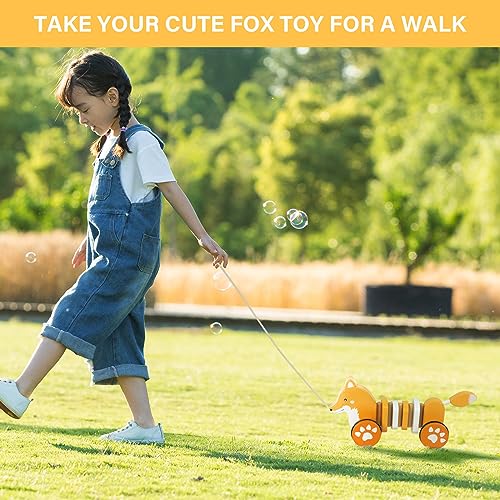 Baby Toys Car,Wooden Pull Along Toddler Toy, Developmental Toy for 1 Year Old Girl Boy Birthday Gift (Dog)
