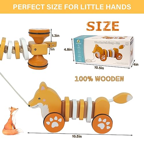 Baby Toys Car,Wooden Pull Along Toddler Toy, Developmental Toy for 1 Year Old Girl Boy Birthday Gift (Dog)