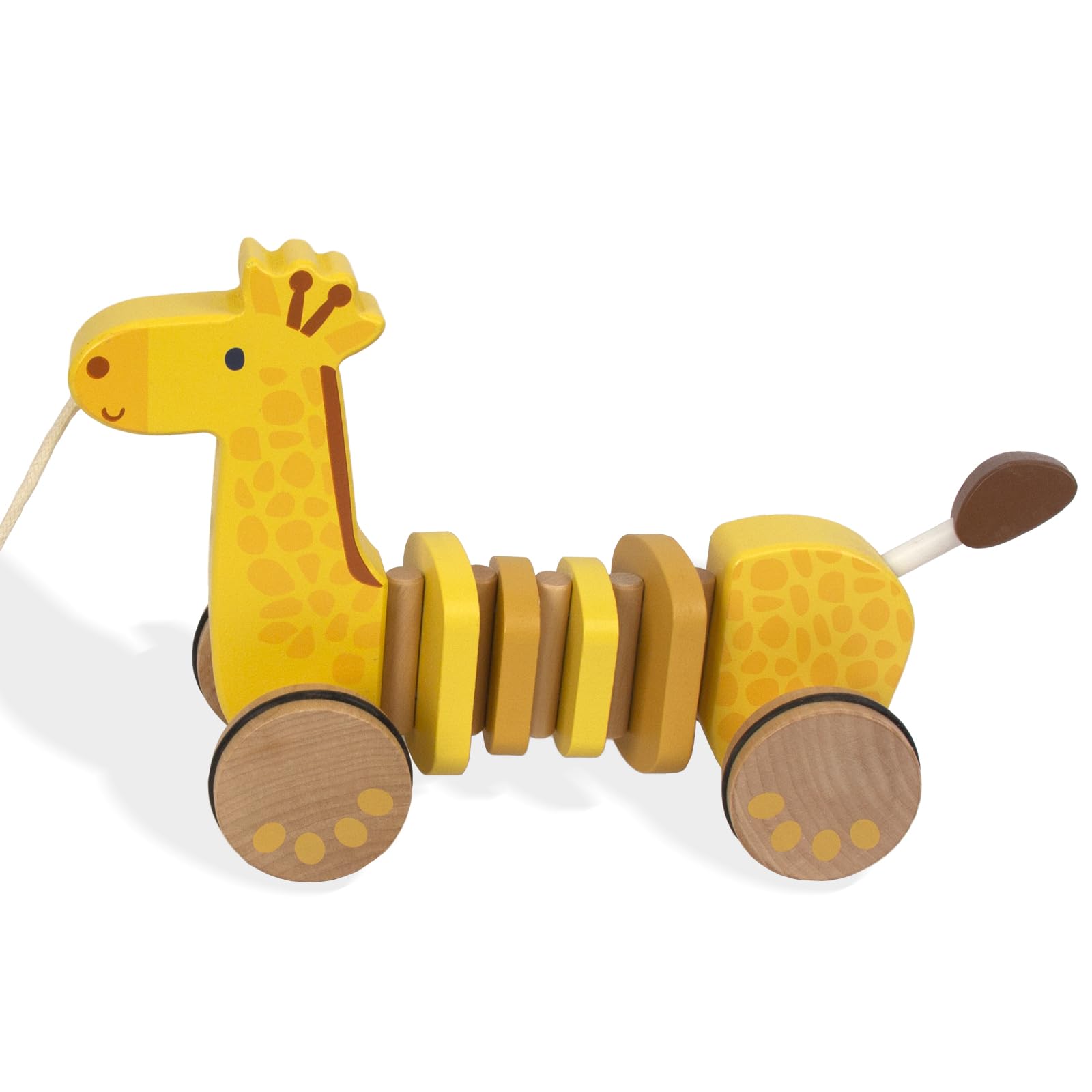 Baby Toys Car,Wooden Pull Along Toddler Toy, Developmental Toy for 1 Year Old Girl Boy Birthday Gift (Giraffe)