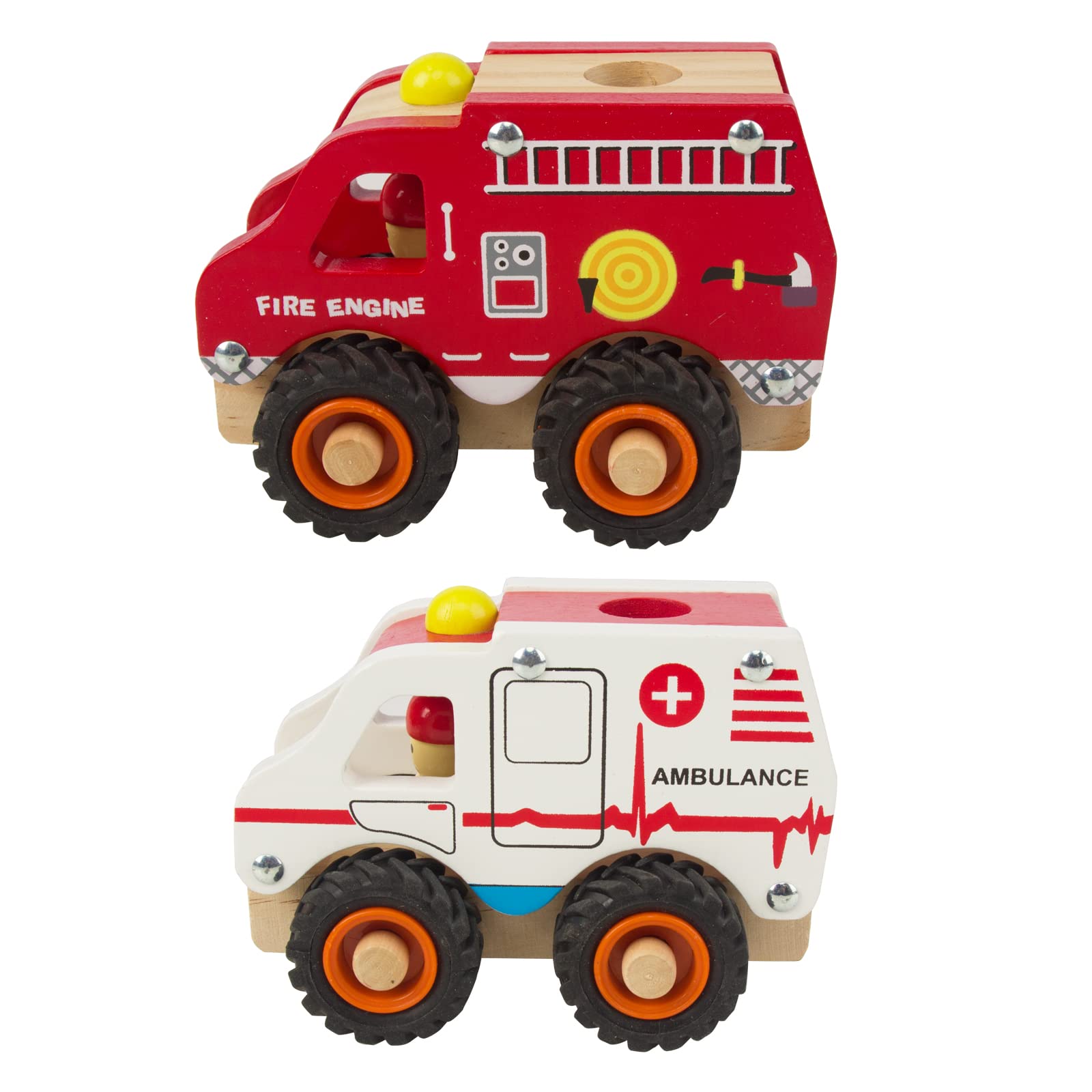 Wooden Push Car Toys for Infants 12-18 Months, 2 Pcs Baby Vehicle Toys Hand Push Car Toys for 1 2 Year Old Boys Girls (Cement Truck + Road Roller car)