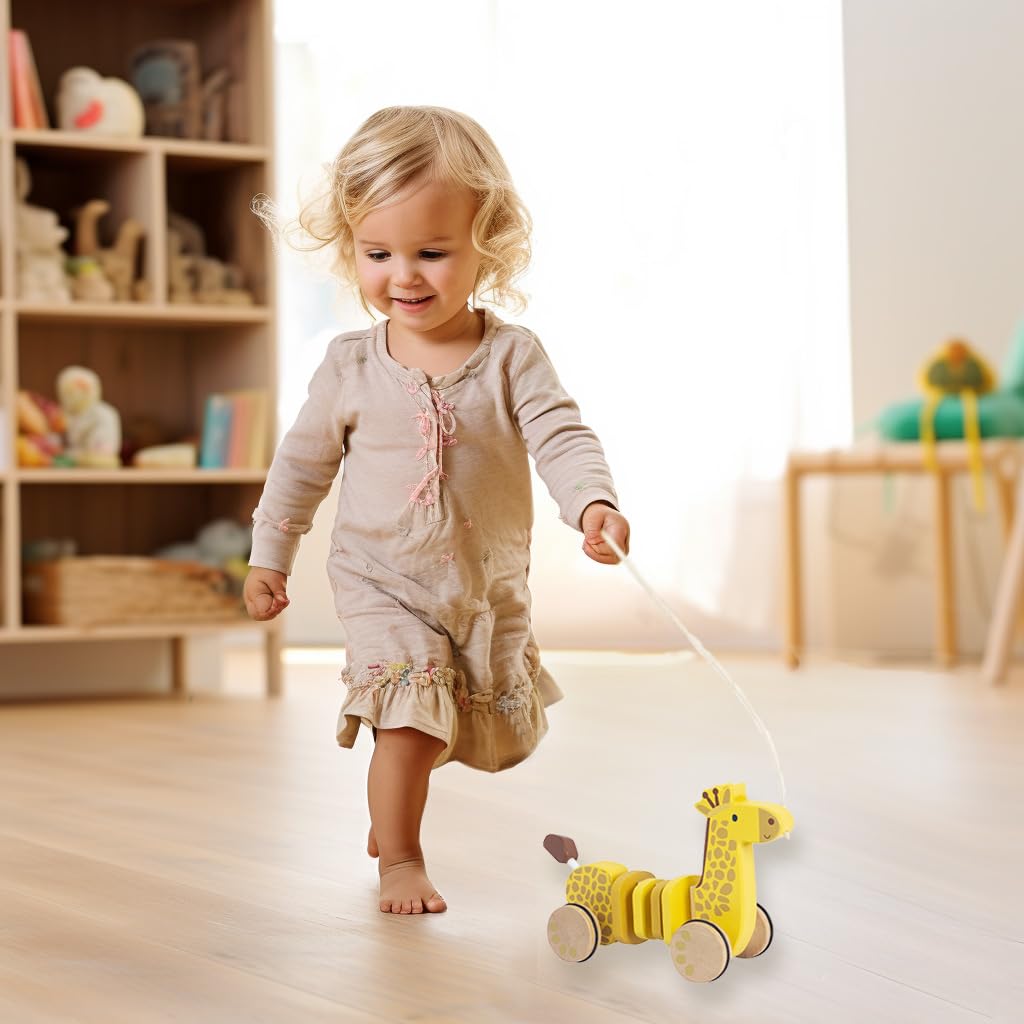 Baby Toys Car,Wooden Pull Along Toddler Toy, Developmental Toy for 1 Year Old Girl Boy Birthday Gift (Dog)