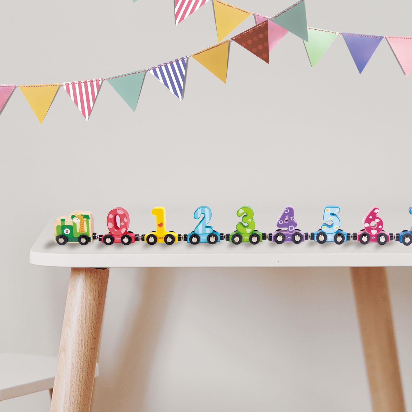 Number Train Set for 1 2 3 Year Olds, Educational Toy Cars for Toddlers, Montessori Learning Toys for Boys and Girls (Red)