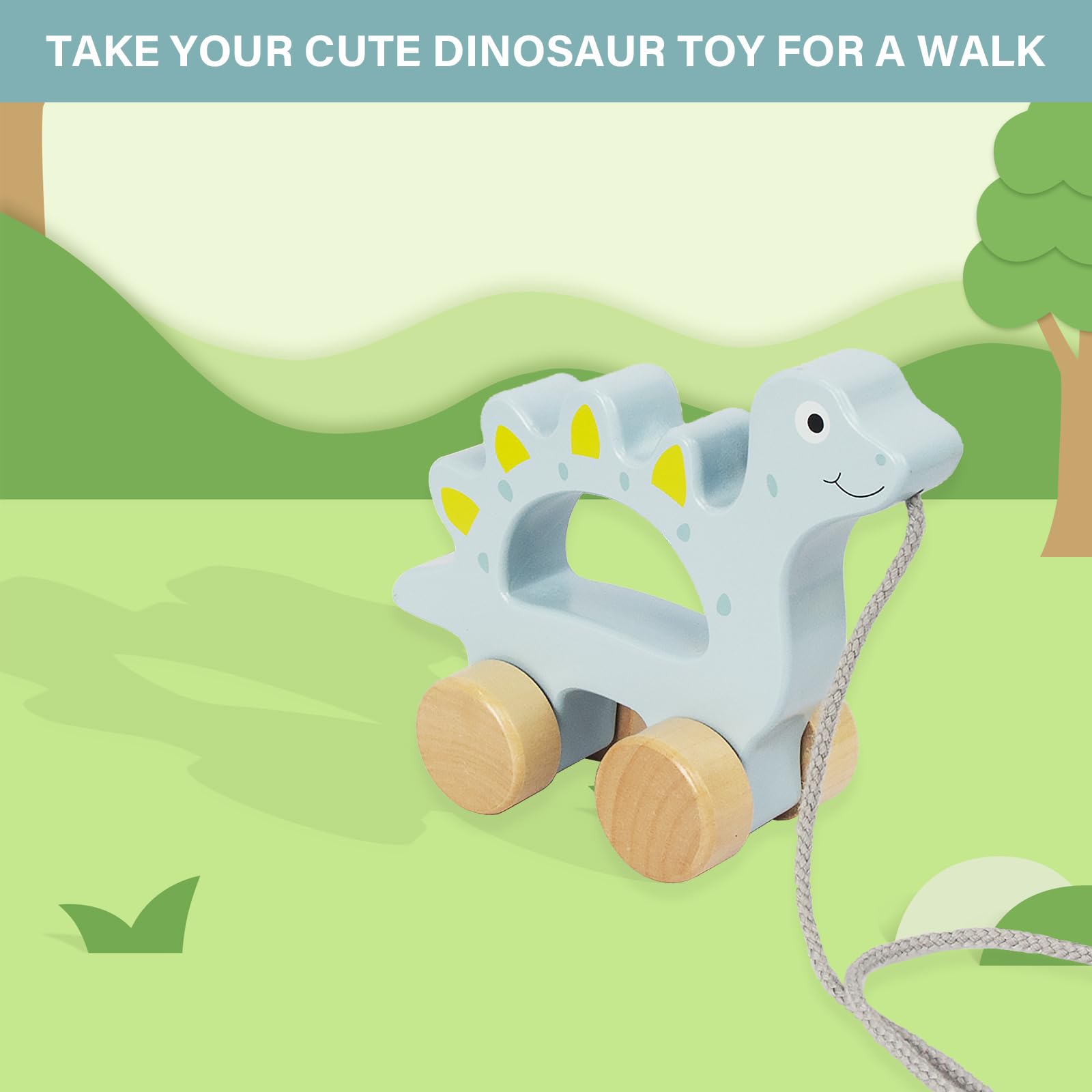 Baby Toys Car,Wooden Pull Along Toddler Toy, Developmental Toy for 1 Year Old Girl Boy Birthday Gift (Dog)