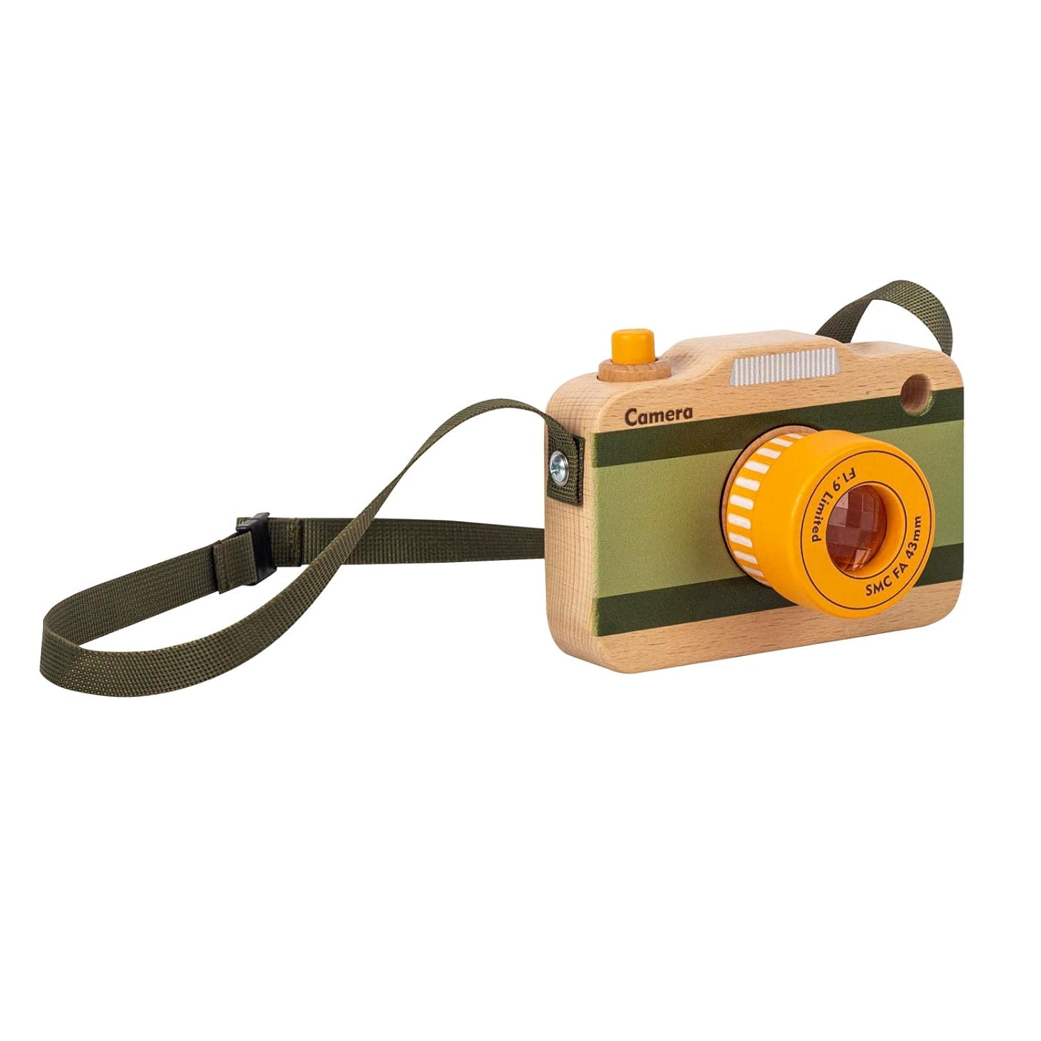 Wooden Mini Pretend Camera Toy for Toddlers 1 2 3 Years Old, Neck Hanging Photographed Props for Boys Girls Children Kids