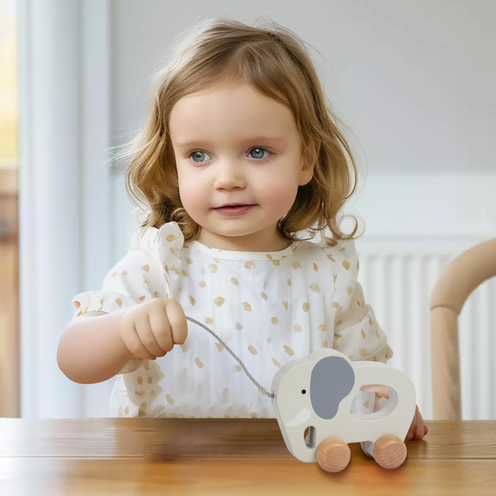 Baby Toys Car,Wooden Pull Along Toddler Toy, Developmental Toy for 1 Year Old Girl Boy Birthday Gift (Dog)