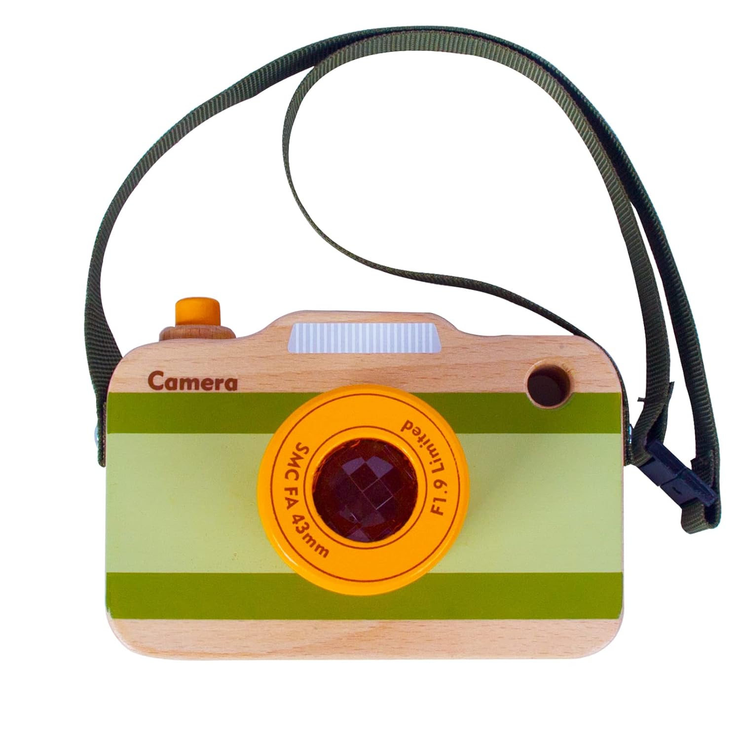 Wooden Mini Pretend Camera Toy for Toddlers 1 2 3 Years Old, Neck Hanging Photographed Props for Boys Girls Children Kids