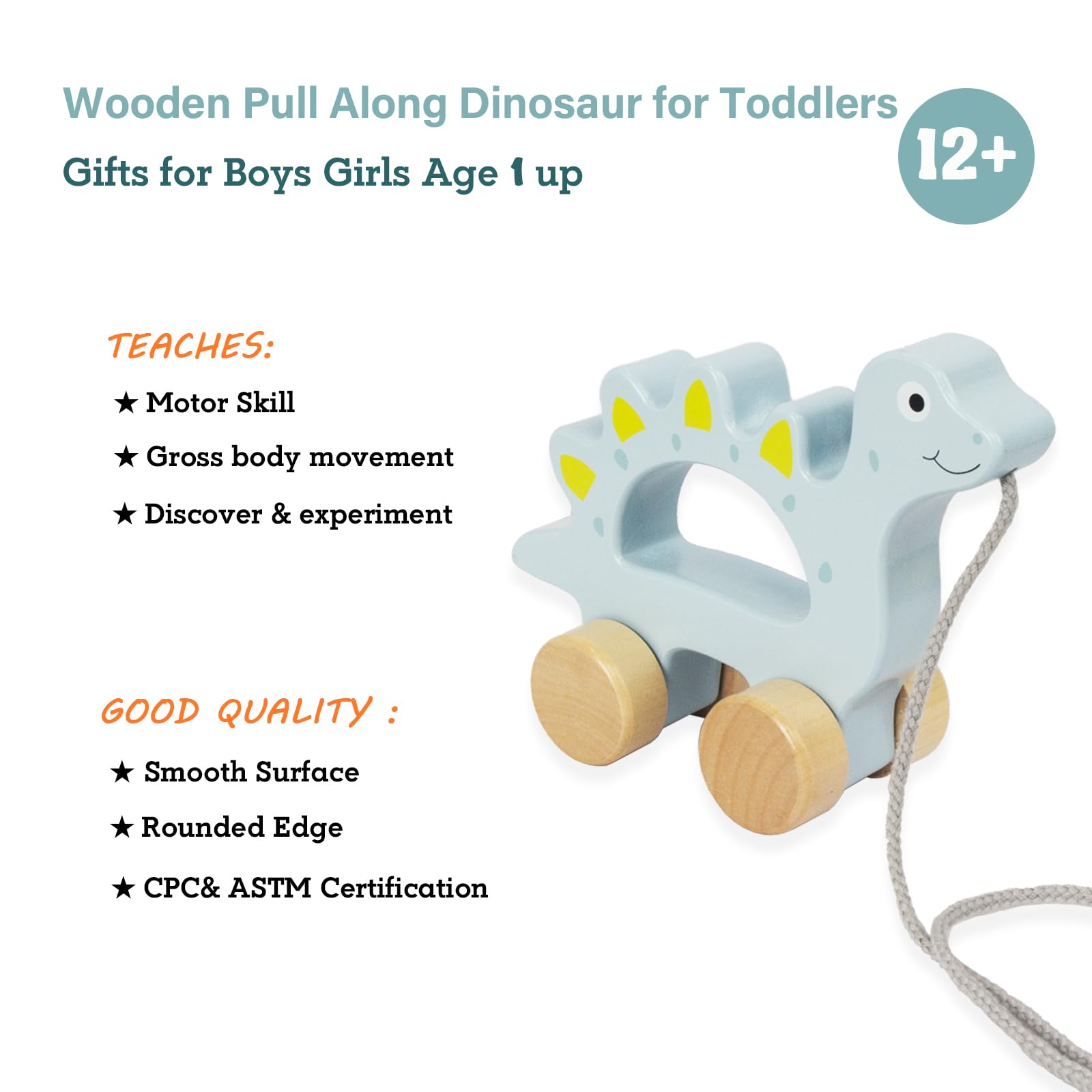 Baby Toys Car,Wooden Pull Along Toddler Toy, Developmental Toy for 1 Year Old Girl Boy Birthday Gift (Dog)