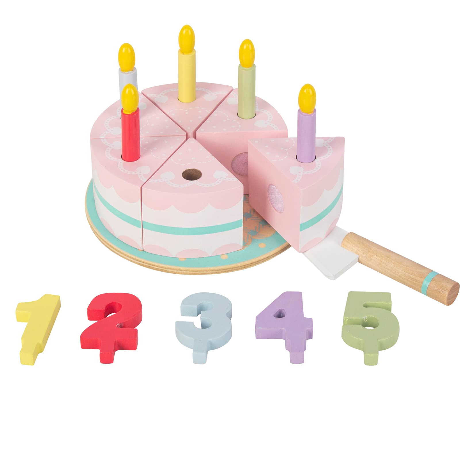 Wooden Play Food Sets for Kids Kitchen,Pretend Play Kitchen Fake Cutting Food Toys,Educational Toy for Toddler Girl 1 2 3 Year Old Birthday Gift (Birthday Cake)