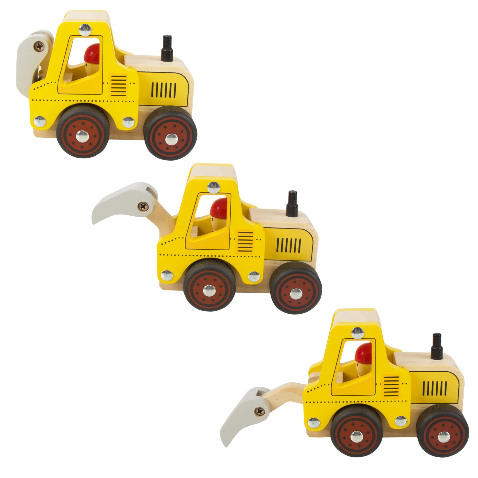 Wooden Push Car Toys for Infants 12-18 Months, 2 Pcs Baby Vehicle Toys Hand Push Car Toys for 1 2 Year Old Boys Girls (Cement Truck + Road Roller car)