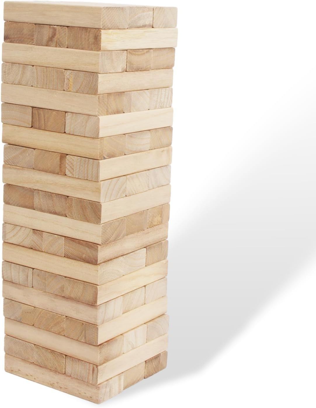 Large Wooden Tumbling Tower Game, Stack to Over 18 in 57pcs Jumbo Yard Games Outdoor Timber Stacking Game Night Toy Gift for Kids Adults Family