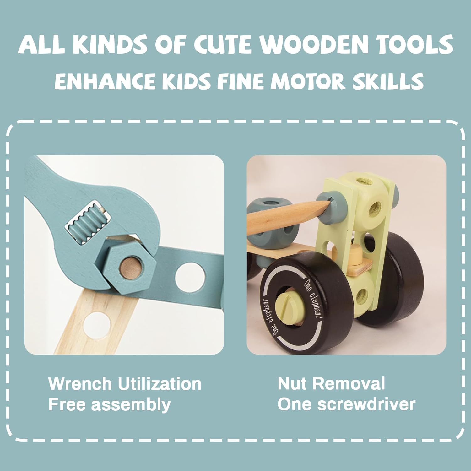 Kids Tool Set Toy, Wooden Montessori Toys for 3 4 5 Years Old Boys Girls, Wooden Toddler Tool Kits in Box, Learning Educational Construction Toy, Birthday for Kids