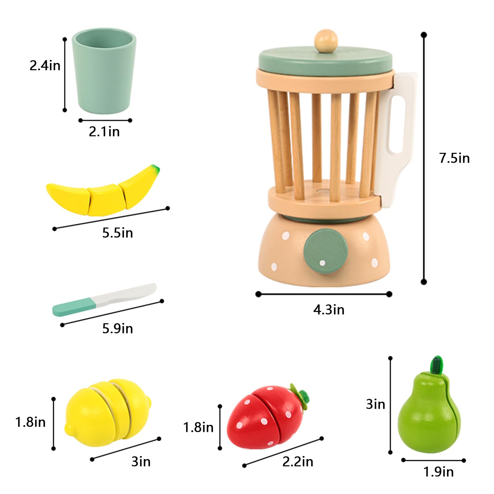 Wooden Play Food for Kids Kitchen, 38PCS Cutting Fruits Toys for Toddlers Pretend Vegetables Gift for Boys Girls Educational Toys (Fruit Bucket)