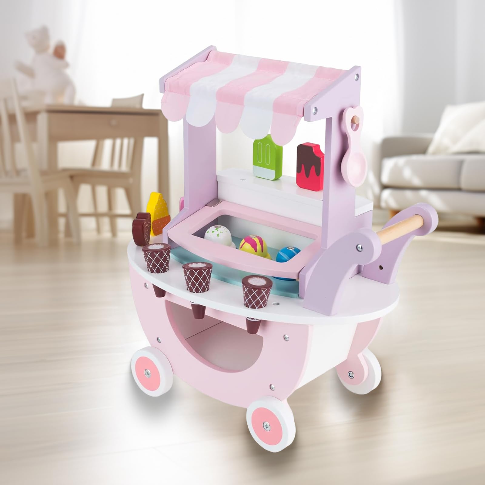 Ice Cream Shopping Cart, Perfect Sweet Treats Carts for Kids, Lemonade Stands, Pretend Play Food Toys, for Boys and Girls Ages 1-3 (Ice Cream Shopping Cart)