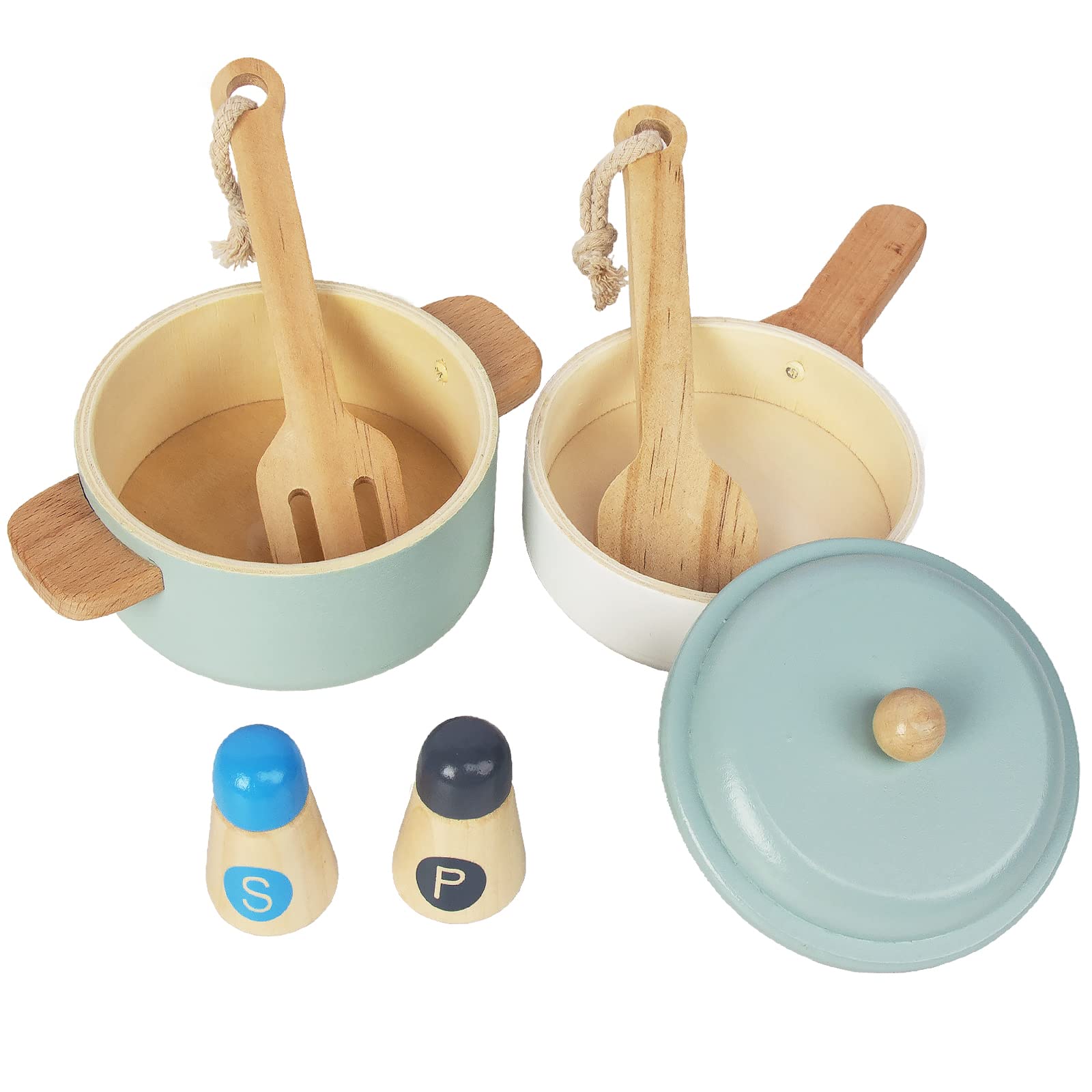 Premium Toddler Play Kitchen Toys, Wooden Kitchen Utensils, Accessories for Pretend Play Kitchen Set, Montessori Learning Toy, Pretend Cooking Playset, Gift for 3+