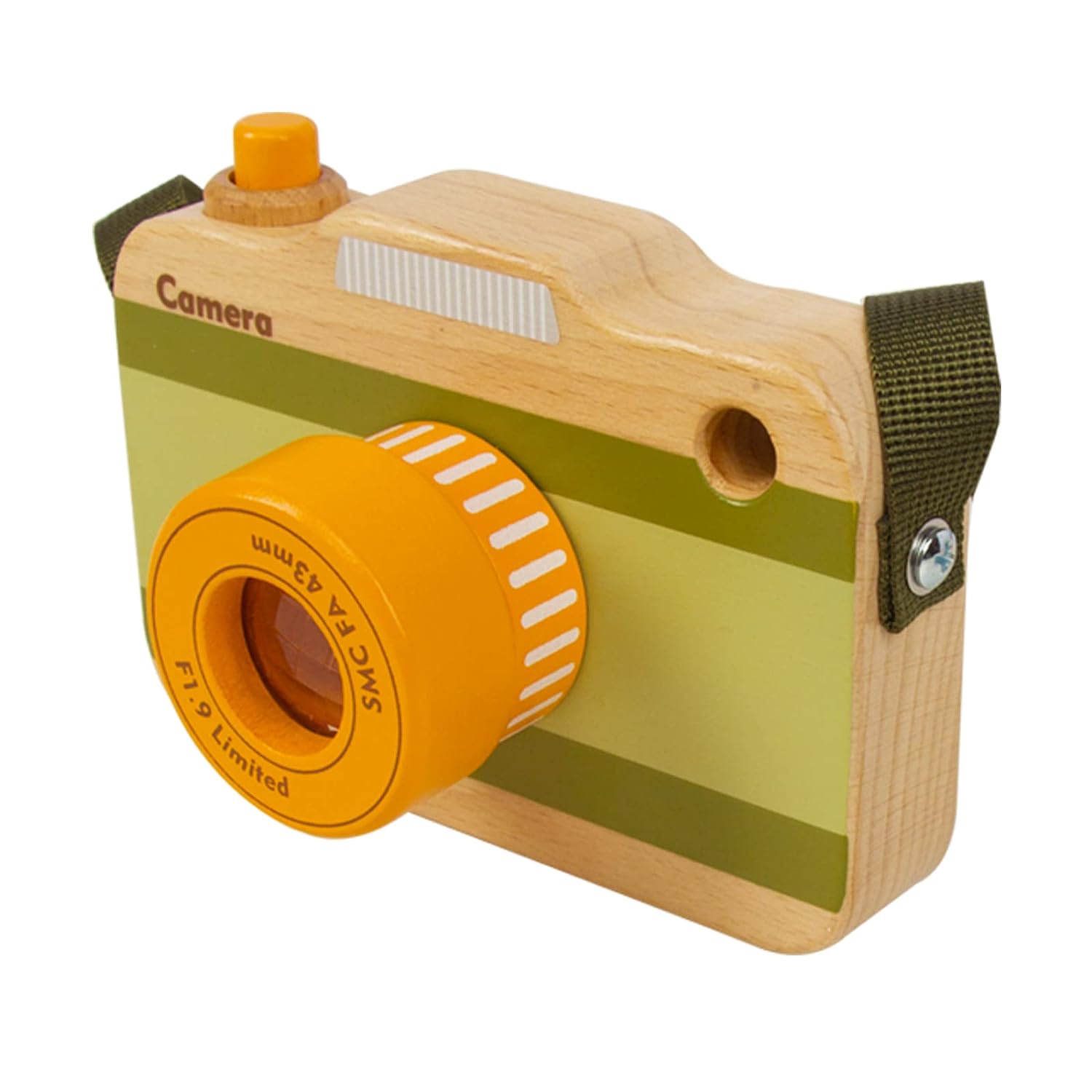 Wooden Mini Pretend Camera Toy for Toddlers 1 2 3 Years Old, Neck Hanging Photographed Props for Boys Girls Children Kids