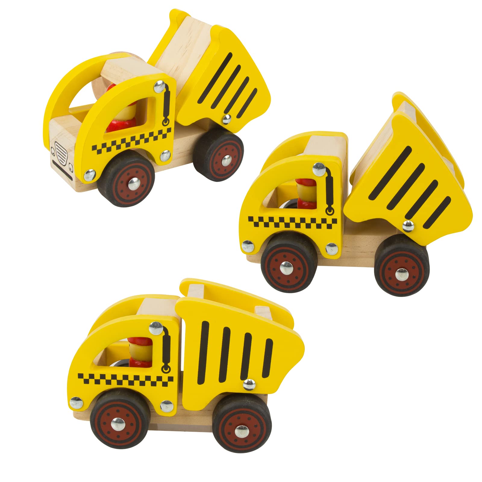Wooden Push Car Toys for Infants 12-18 Months, 2 Pcs Baby Vehicle Toys Hand Push Car Toys for 1 2 Year Old Boys Girls (Cement Truck + Road Roller car)