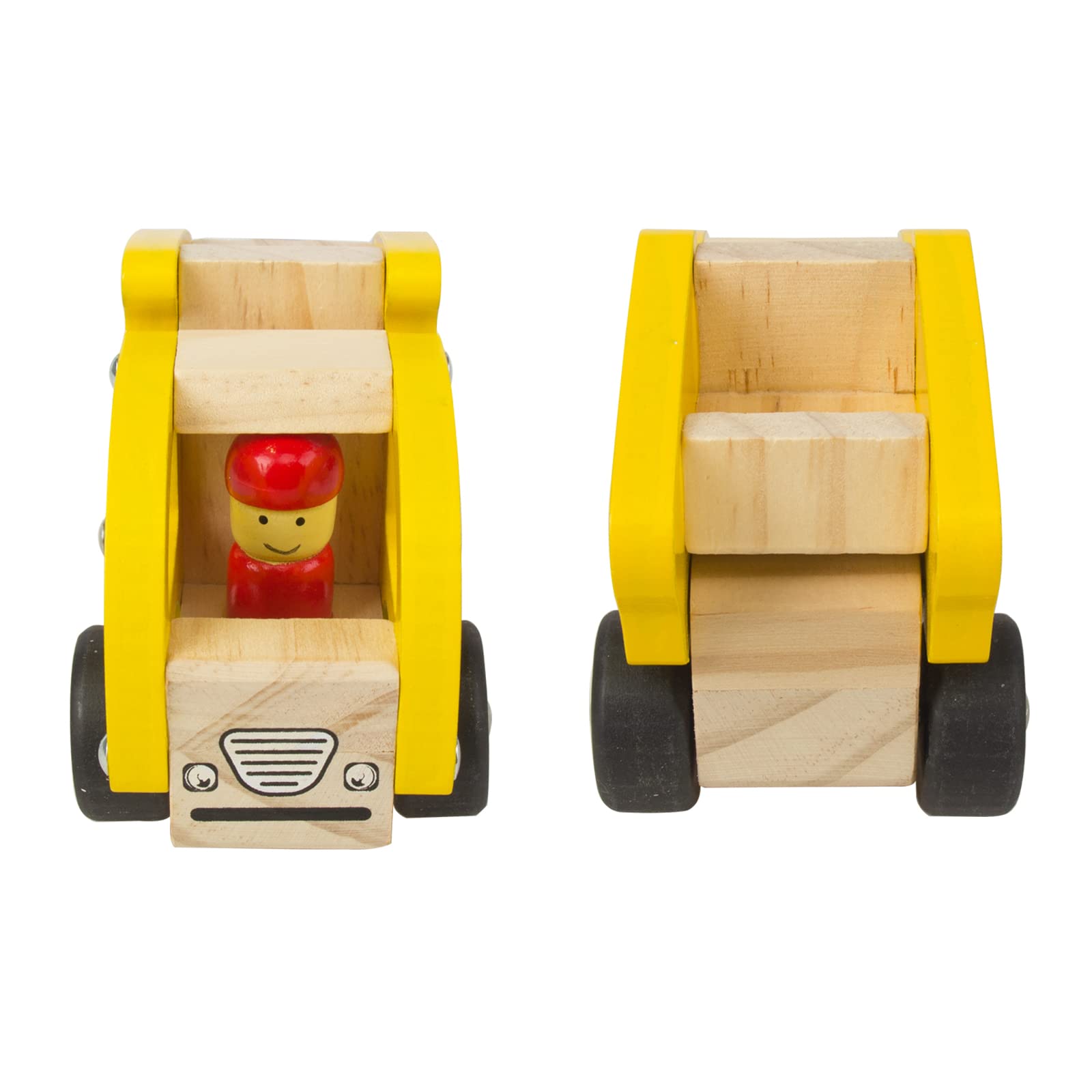 Wooden Push Car Toys for Infants 12-18 Months, 2 Pcs Baby Vehicle Toys Hand Push Car Toys for 1 2 Year Old Boys Girls (Cement Truck + Road Roller car)