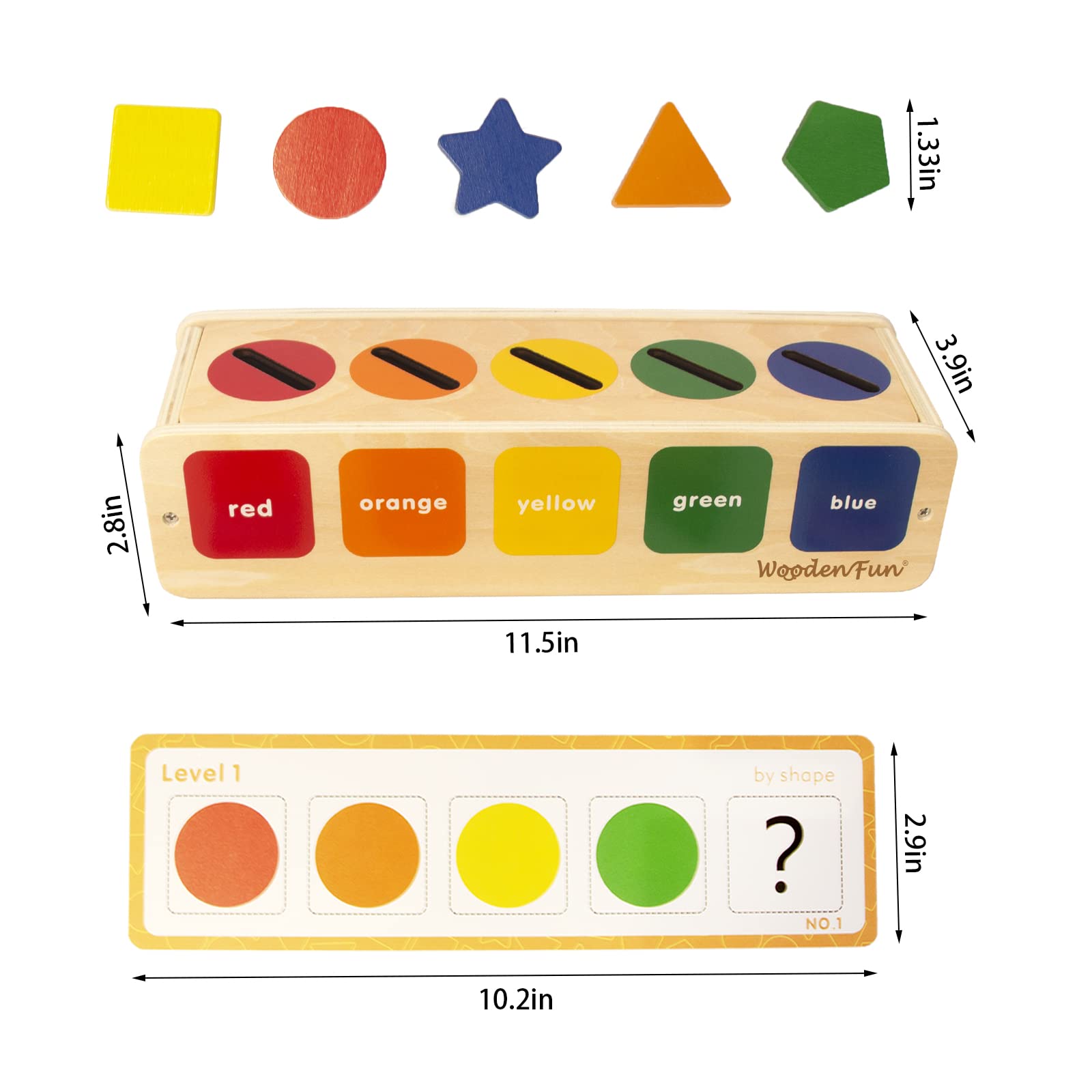 Color Shape Sorting Toy for Toddler 1-3, Wooden Montessori Toy Shape Sorter Color Matching Box Game, Learning Sensory Toy Gift for Boy Girl 1 2 3 Year Old