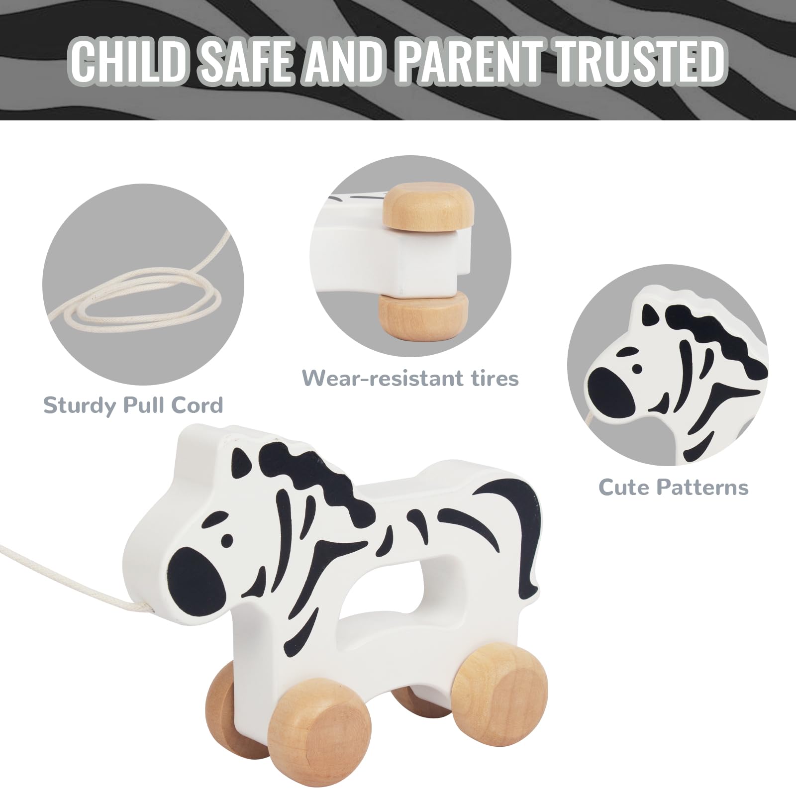 Baby Toys Car,Wooden Pull Along Toddler Toy, Developmental Toy for 1 Year Old Girl Boy Birthday Gift (Dog)
