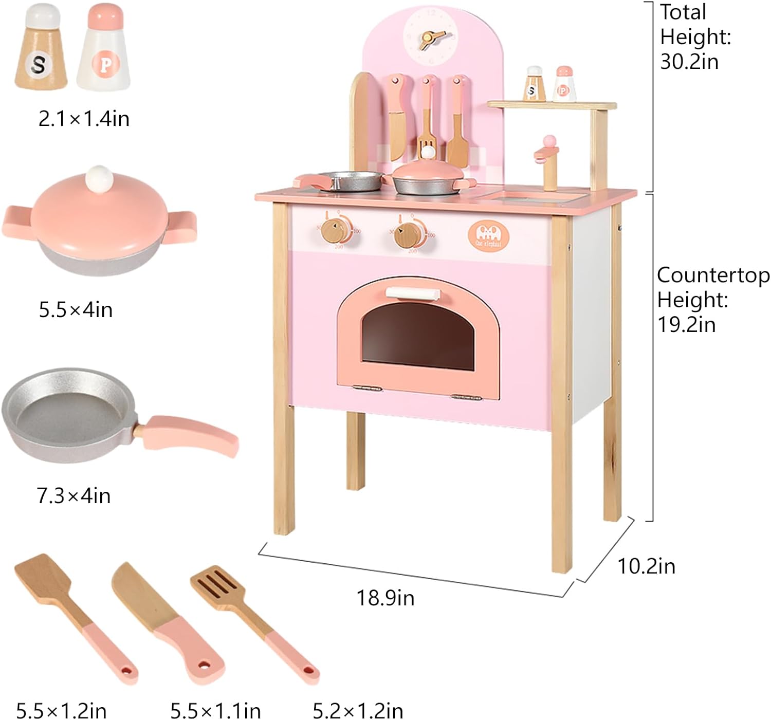 Play Kitchen for Kids 3-8, Wooden Kids Play Kitchen Playset Chef Pretend Play Set for Toddlers, Toys Kitchen with Cookware Accessories (Small Pink Kitchen)