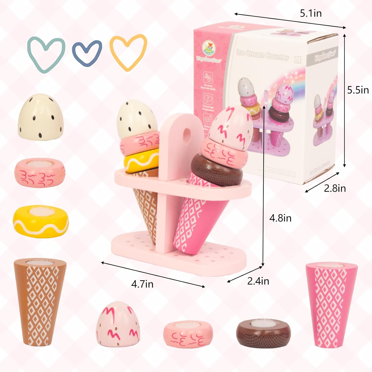 Ice Cream Set - Sweet Treats Ice Cream Parlour Playset - Pretend Play Food Toy Playset for Toddler - Best Gifts for Girls Boys