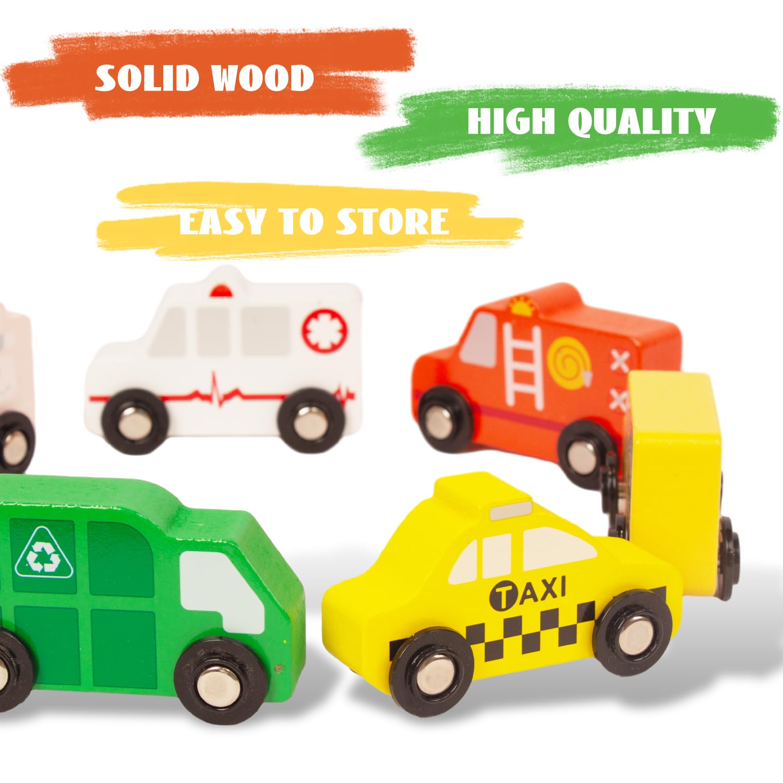 Wooden Train Sets for Toddlers, 9 Pcs Train Toy Magnetic Sets Fits Brio, Thomas, Melissa and Doug, Kids for Boys Girls 3 4 5 Years Old