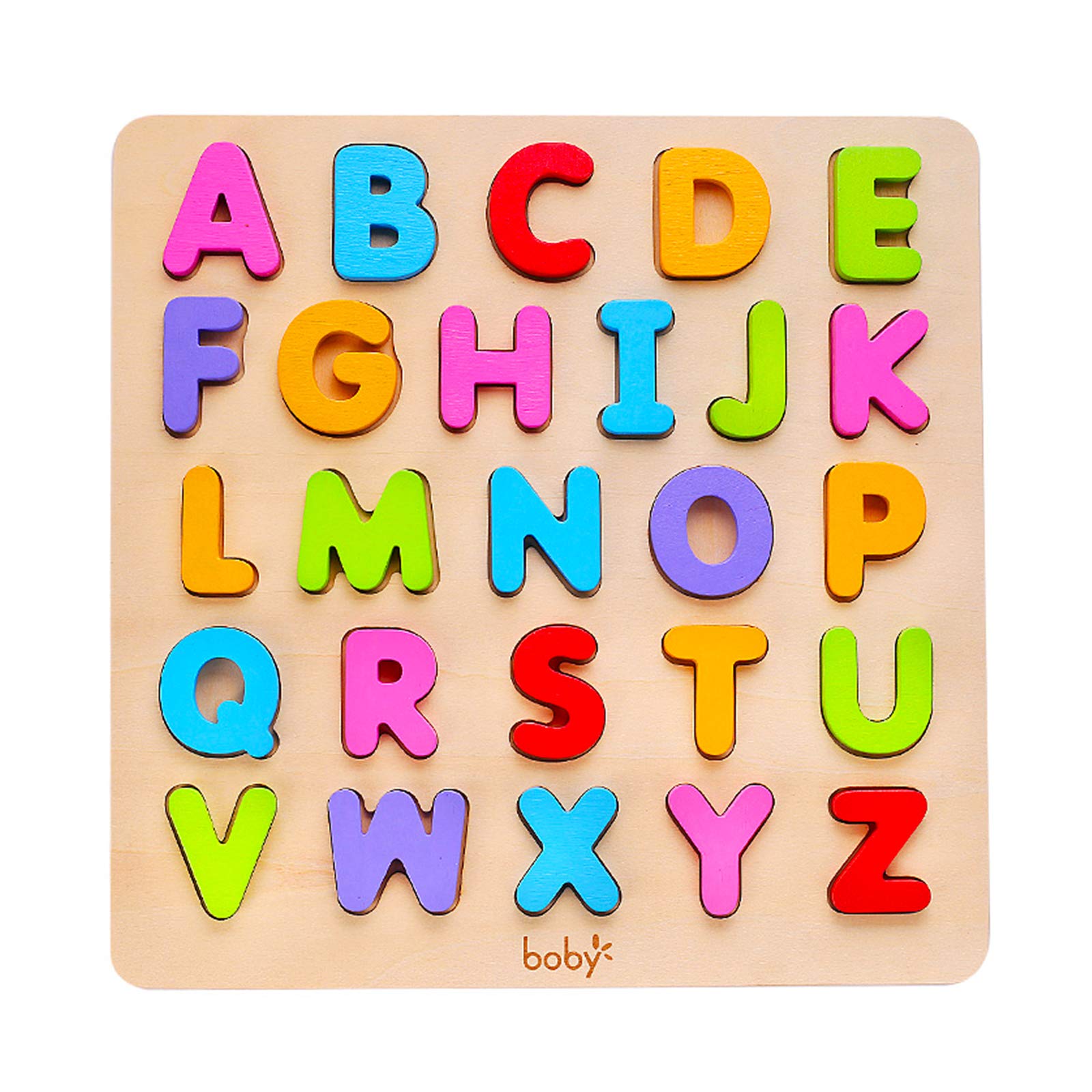 Wooden Alphabet Puzzle Toys, ABC Letter & Number Puzzle for Toddlers 18+ Months Old, Preschool Learning Toys for Kids, Educational Name Puzzle Gift for Boys and Girls (Alphabet Puzzle)