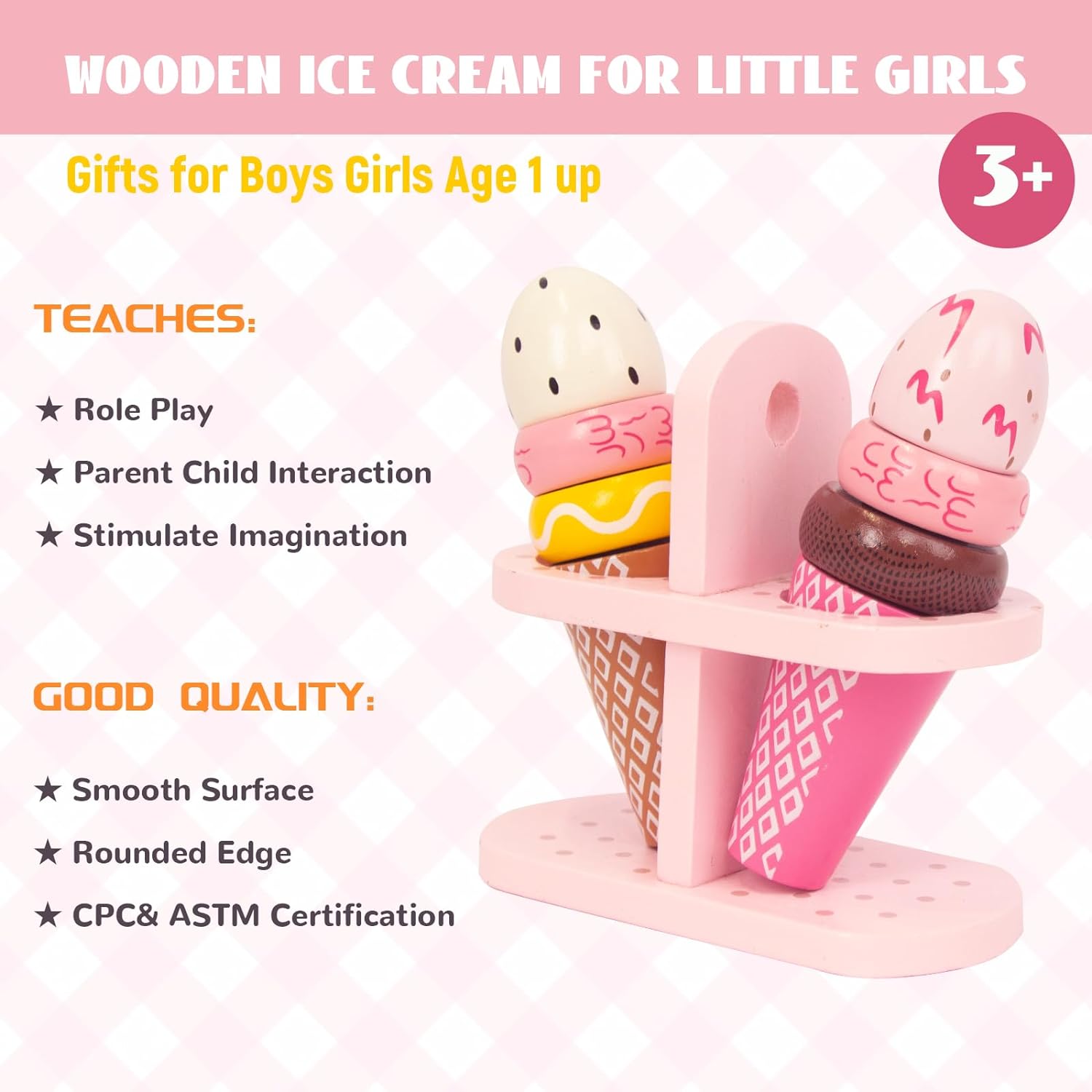 Ice Cream Set - Sweet Treats Ice Cream Parlour Playset - Pretend Play Food Toy Playset for Toddler - Best Gifts for Girls Boys