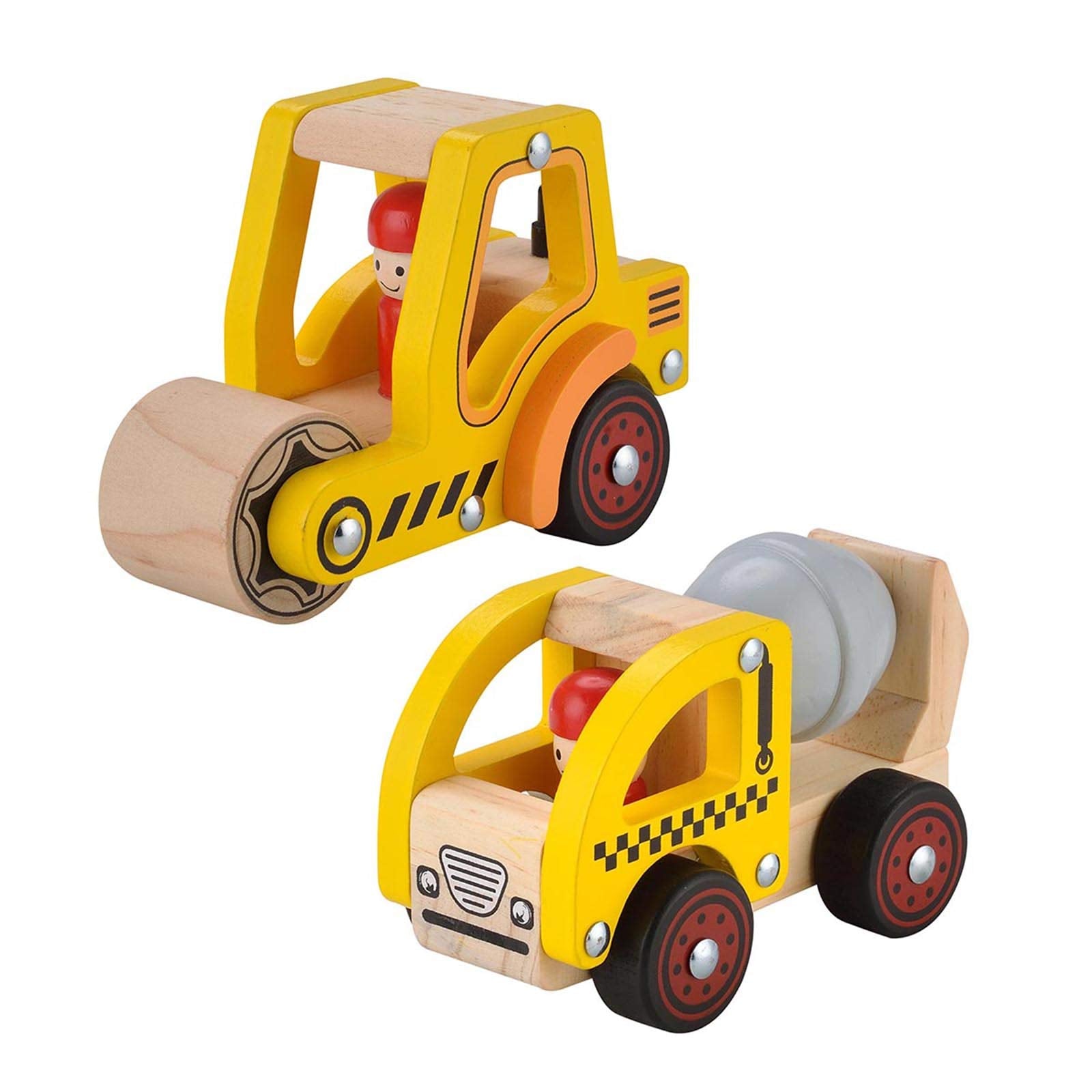 Wooden Push Car Toys for Infants 18 Months, 2 Pcs Baby Vehicle Toys Hand Push Car Toys for 2 Year Old Boys Girls (Ambulance + Fire Car)