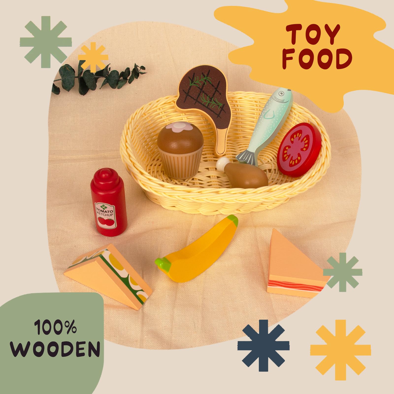 Pretend Play Coffee Cup Toys,Wooden Play Kitchen Accessories,Fake Food Play for Kids Kitchen,Educational Toy for Toddler Children Birthday Gift