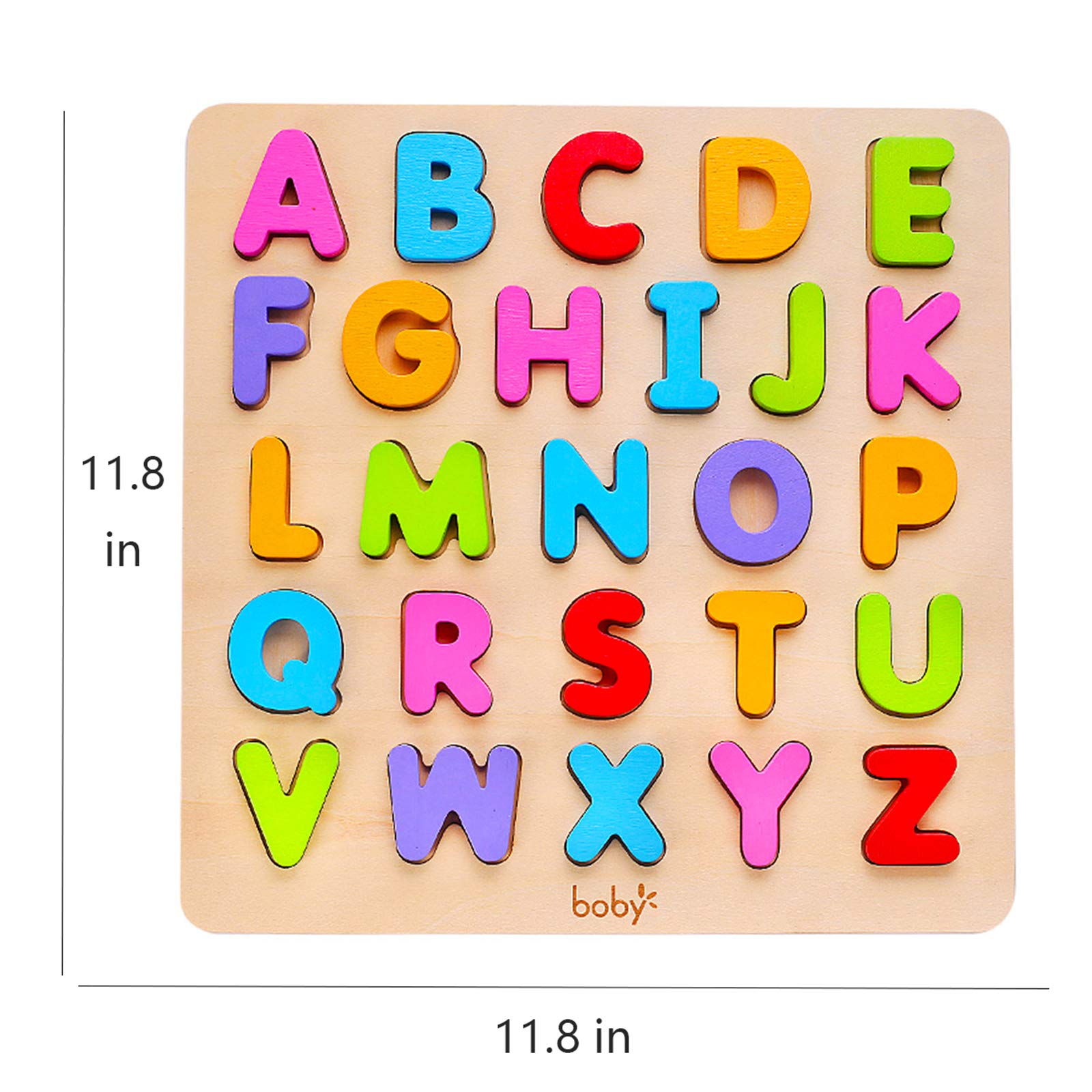 Wooden Alphabet Puzzle Toys, ABC Letter & Number Puzzle for Toddlers 18+ Months Old, Preschool Learning Toys for Kids, Educational Name Puzzle Gift for Boys and Girls (Alphabet Puzzle)