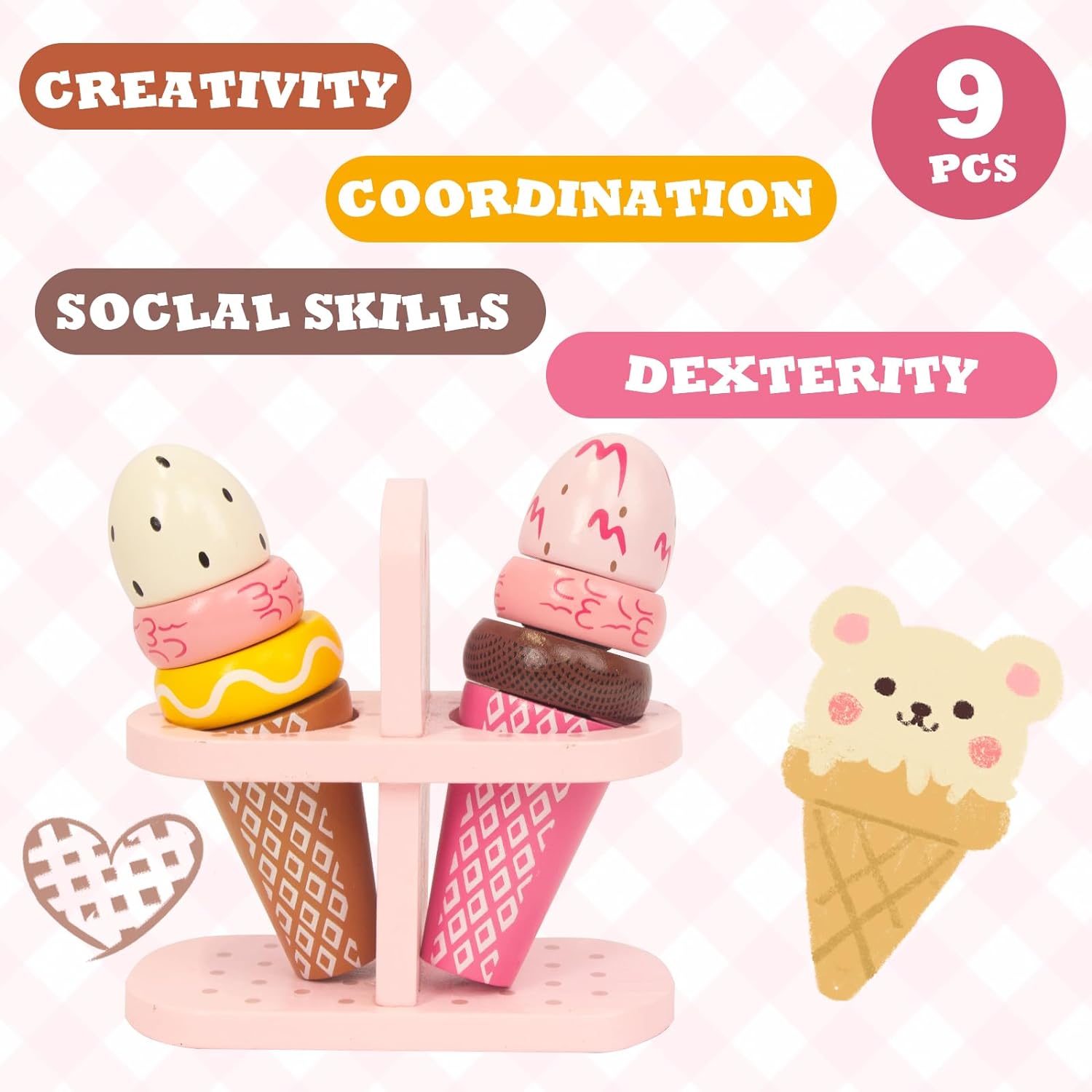 Ice Cream Set - Sweet Treats Ice Cream Parlour Playset - Pretend Play Food Toy Playset for Toddler - Best Gifts for Girls Boys