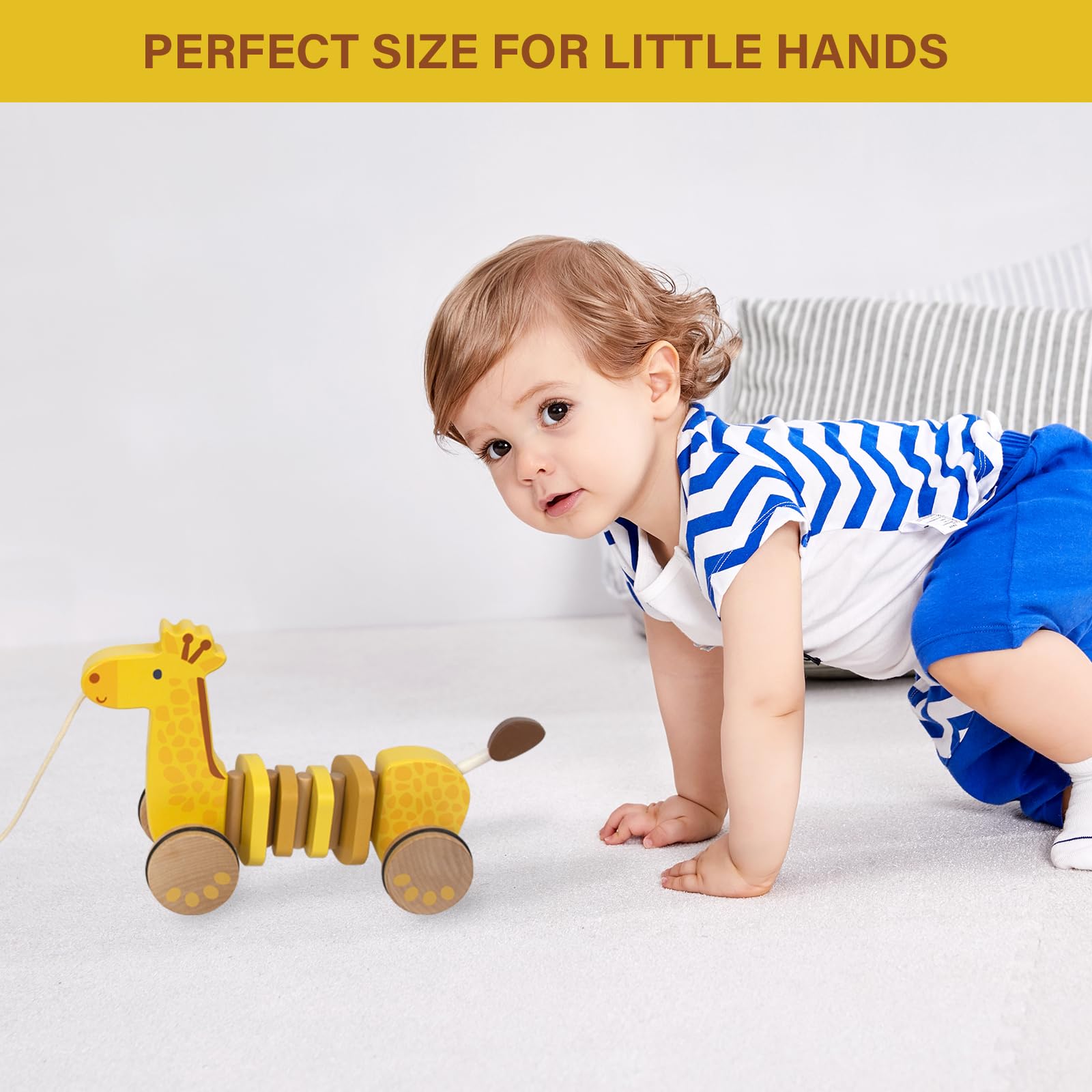 Baby Toys Car,Wooden Pull Along Toddler Toy, Developmental Toy for 1 Year Old Girl Boy Birthday Gift (Dog)