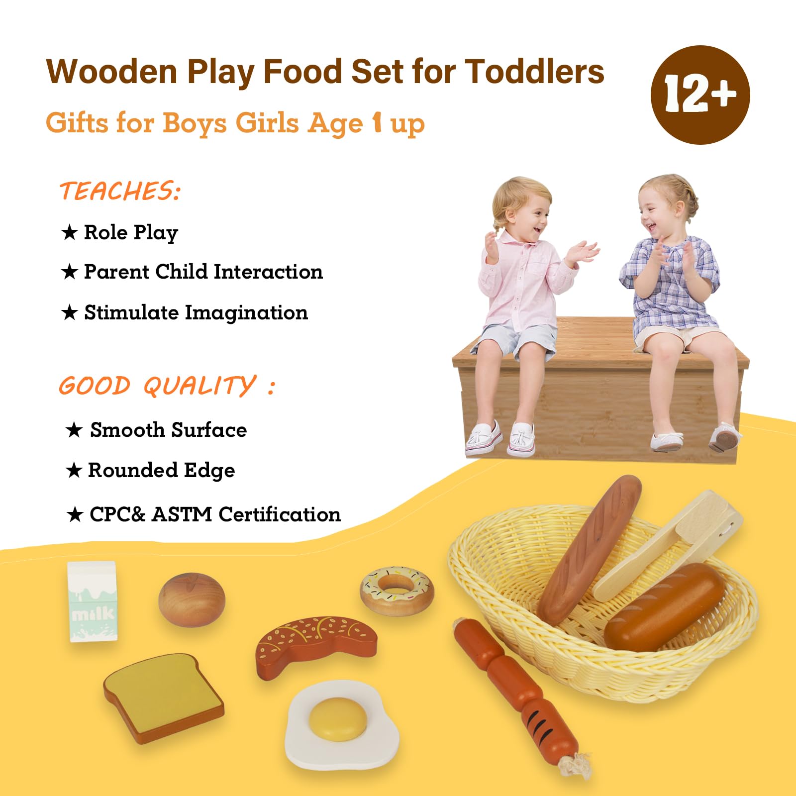 Pretend Play Coffee Cup Toys,Wooden Play Kitchen Accessories,Fake Food Play for Kids Kitchen,Educational Toy for Toddler Children Birthday Gift