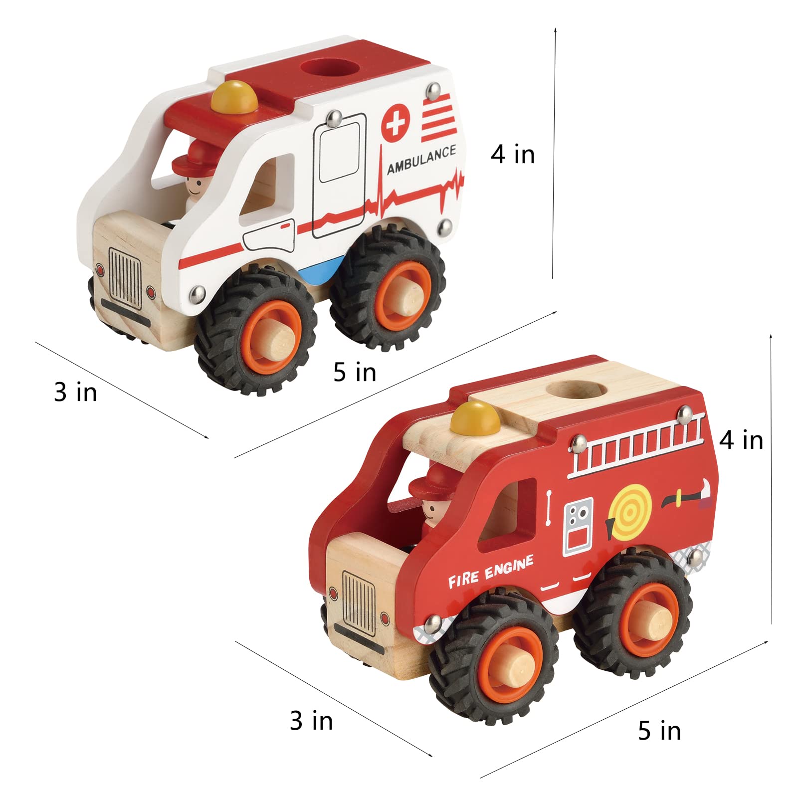 Wooden Push Car Toys for Infants 12-18 Months, 2 Pcs Baby Vehicle Toys Hand Push Car Toys for 1 2 Year Old Boys Girls (Cement Truck + Road Roller car)