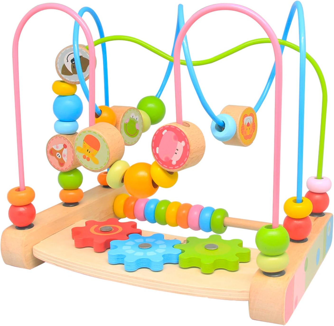 Bead Maze for Babies 6-12 Months,Wooden Educational Abacus Beads Circle Toddler Toys - Colorful Roller Coaster Activity Game,Great Gift for Babies Toddlers Girls and Boys