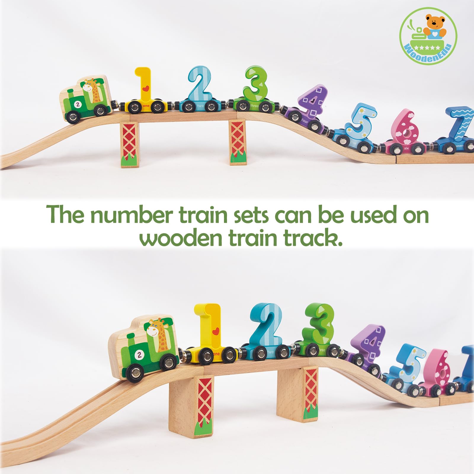 Number Train Set for 1 2 3 Year Olds, Educational Toy Cars for Toddlers, Montessori Learning Toys for Boys and Girls (Green)