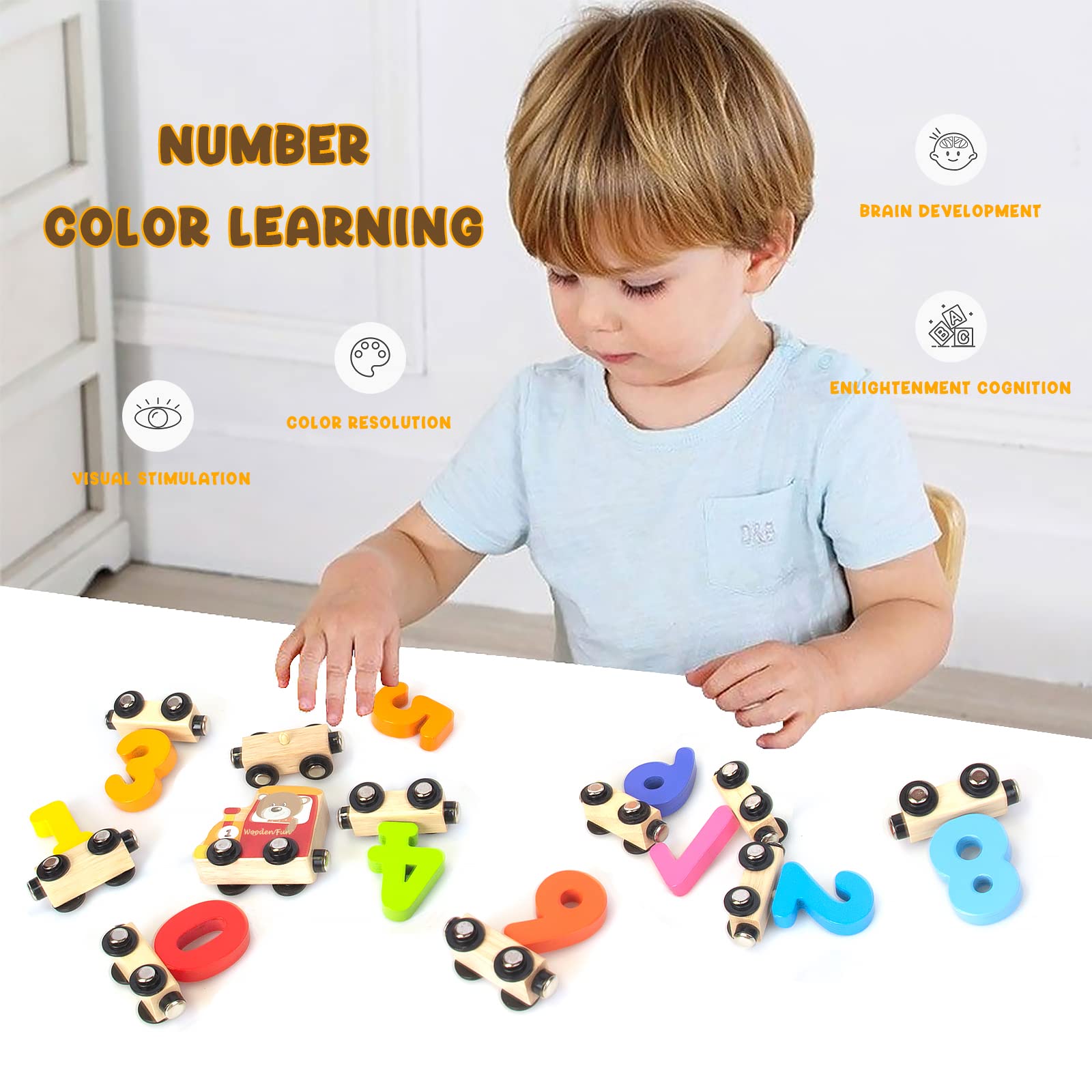 Number Train Set for 1 2 3 Year Olds, Educational Toy Cars for Toddlers, Montessori Learning Toys for Boys and Girls (Red)